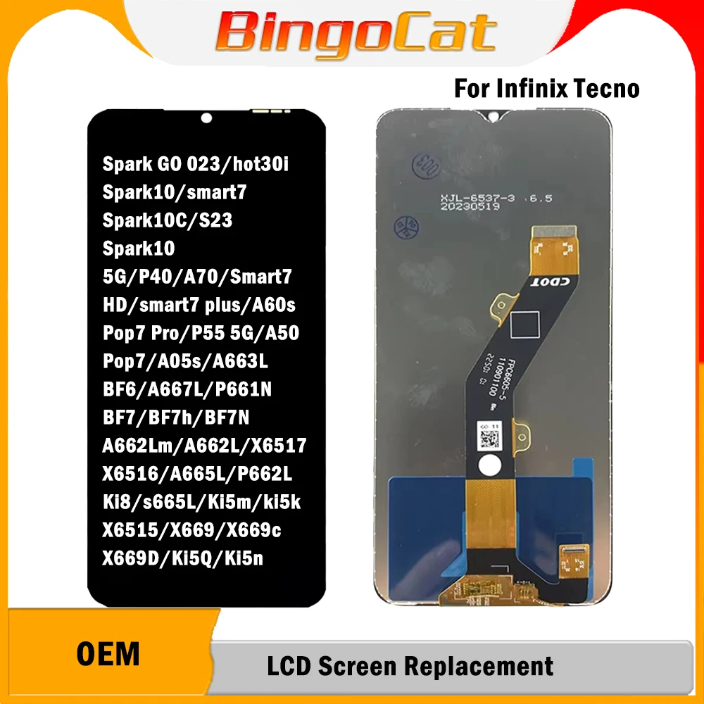 wholesale-5-10pc-mobile-phone-lcd-screen-replacement-for-tecno-spark-go-2023-spark-10c-smart-7-hd-x6515-x6516-display-assembly