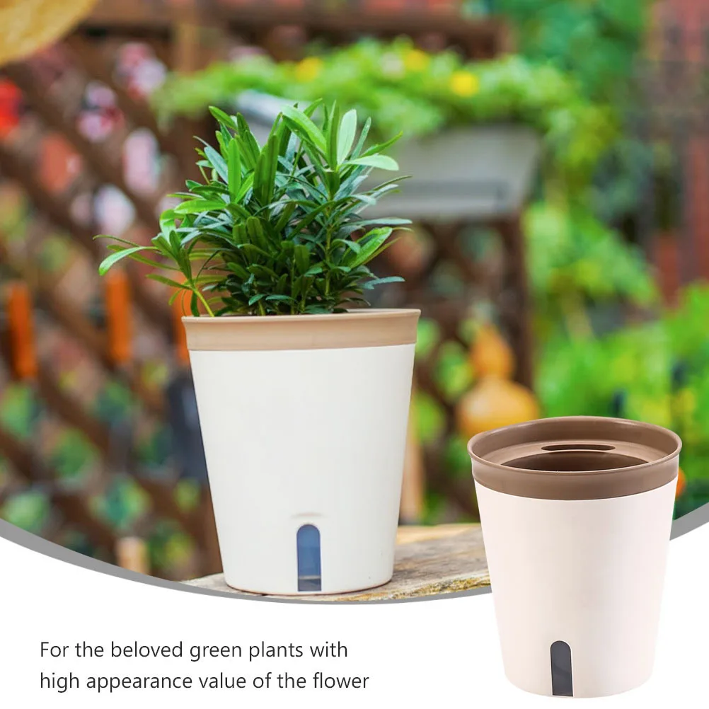

5Pcs Automatic Watering Pot Self Watering Planter with Water Storage for Plants Resin Flower Basin Pot for Indoor Garden