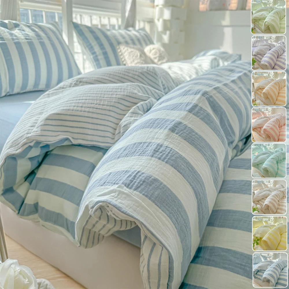 

Stripe Bedding Set Kid Adult Twin Full Queen Size Beds Flat Sheet Printed Duvet Cover Set Pillowcase Bedding 침구세트 Funda Nórdica