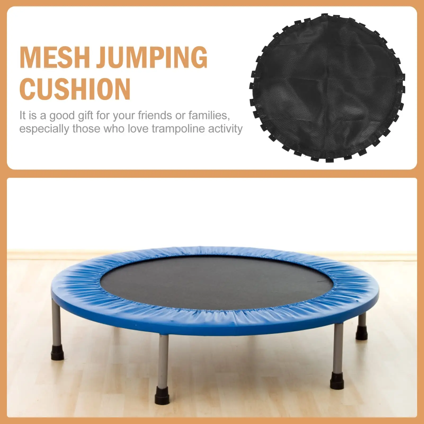 Replacement Trampoline Mat 40inch Elastic Trampolines Round Jumping Mat Net Cloth Trampoline Pad for Round Trampolines Black