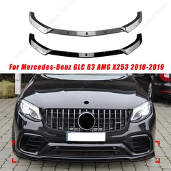 Front Bumper Spoiler Lip For Mercedes-Benz GLC 63 AMG X253 Pre-facelift 2016-2019 Car Diffuser Splitter Guard Body Kit Tuning