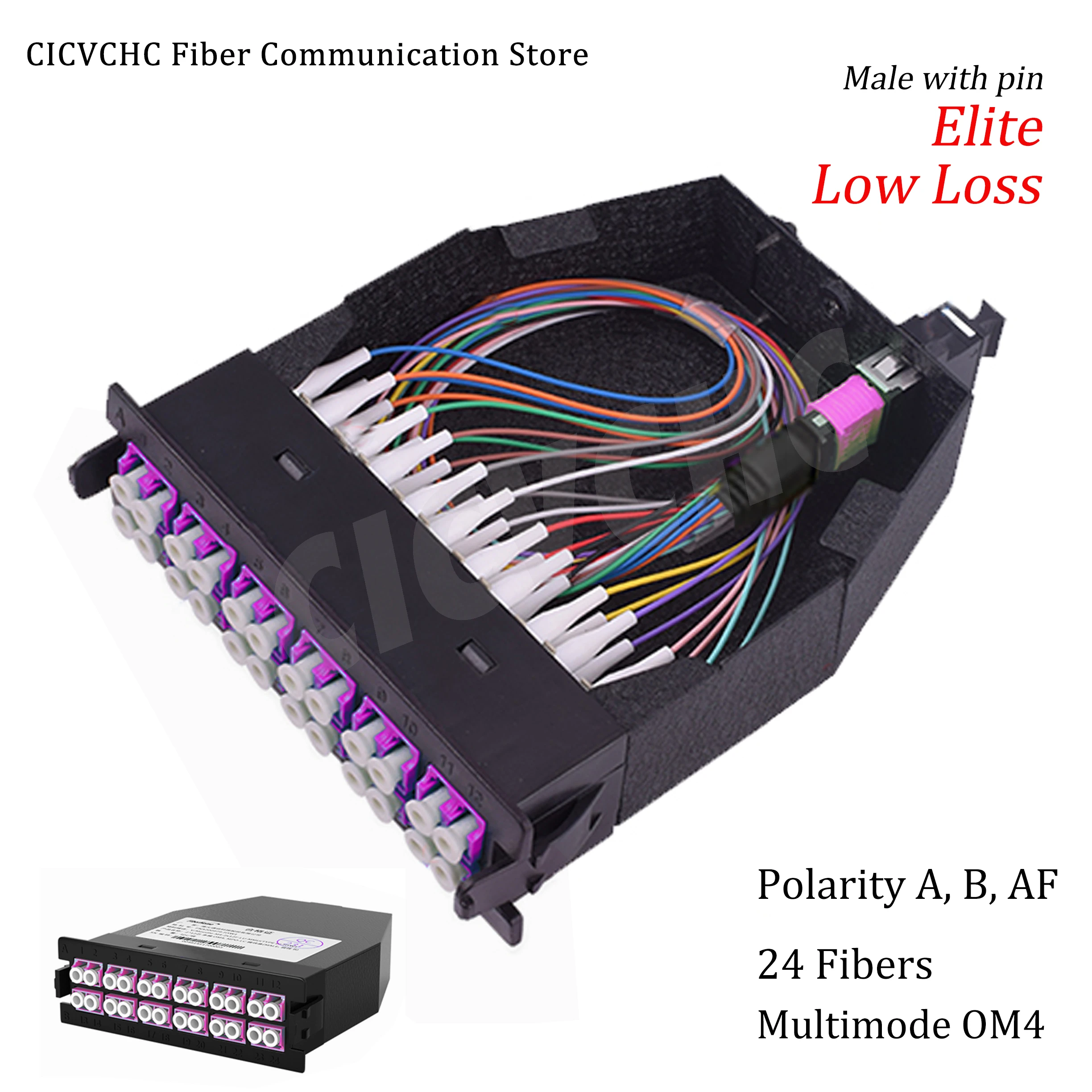 24 Fibers MPO/UPC to LC/UPC OM3 OM4 High Density Conversion Cassette Module  Polarity A, AF, B- LGX Box