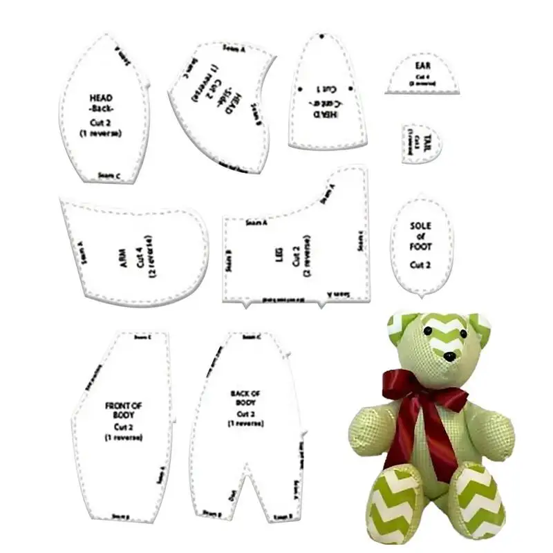 

Memory Bear Templates for Sewing Patchwork Ruler Cutting Fabric Template Memory Bear Sewing Pattern Acrylic Templates