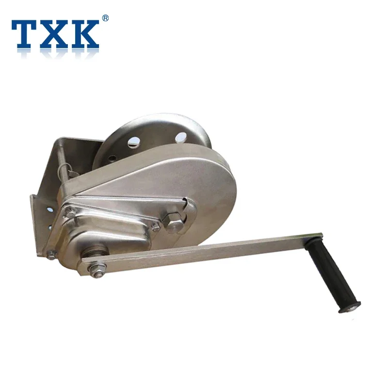 China Supplier 1200LBS Stainless Steel Braked Portable Hand Winch with Strap