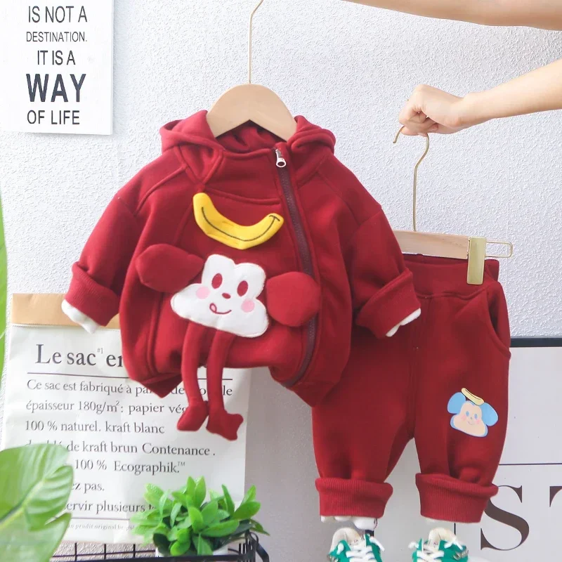 New Winter Baby Girls Clothes Children Boys Thick Hooded Jacket Pants 2Pcs/Sets Toddler Clothing Infant Costume Kids Tracksuits image 3