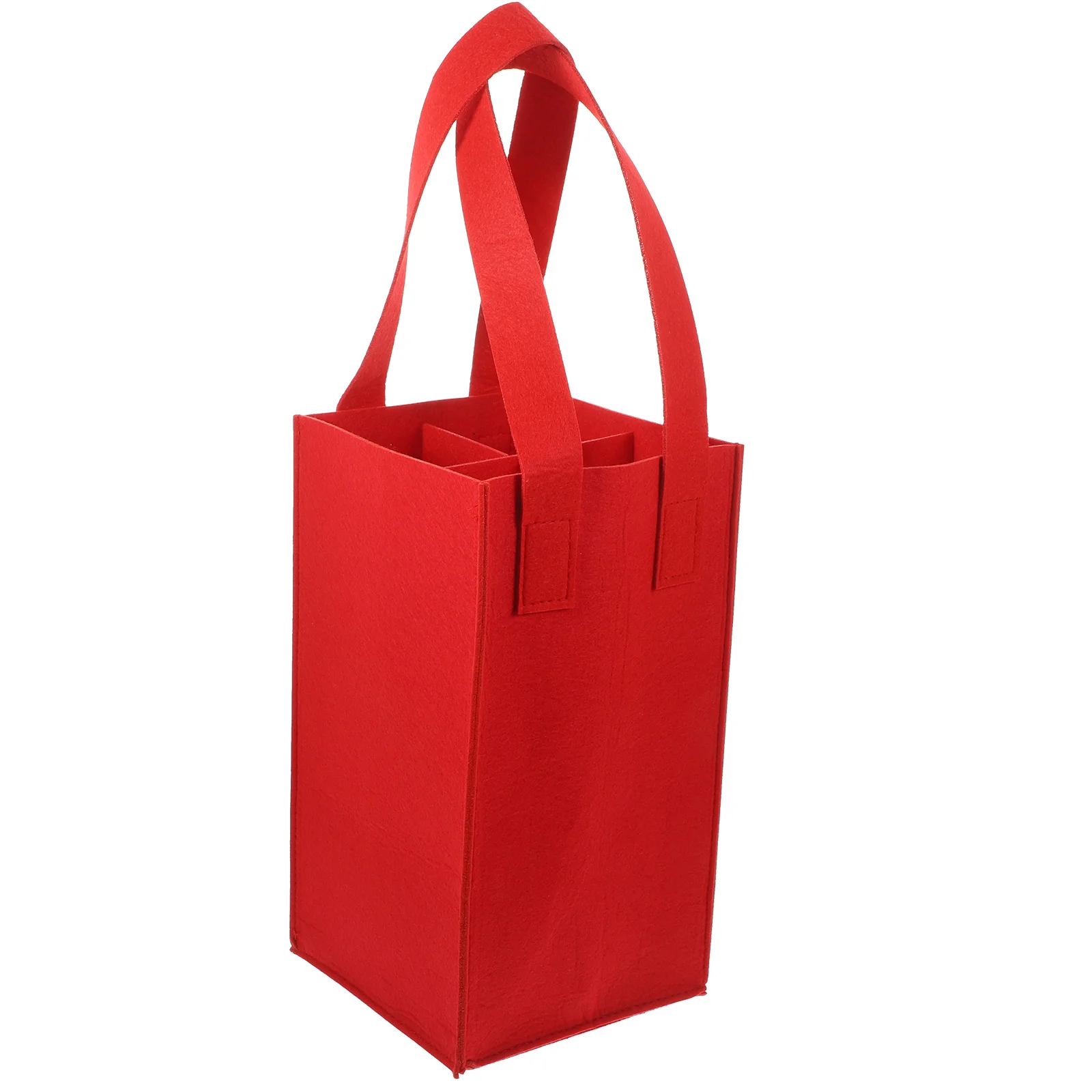

4 Bottle Gift Tote Bag Large Capacity Felt Carrier Storage Box Handle Pouch Foldable Red Shopping Bag