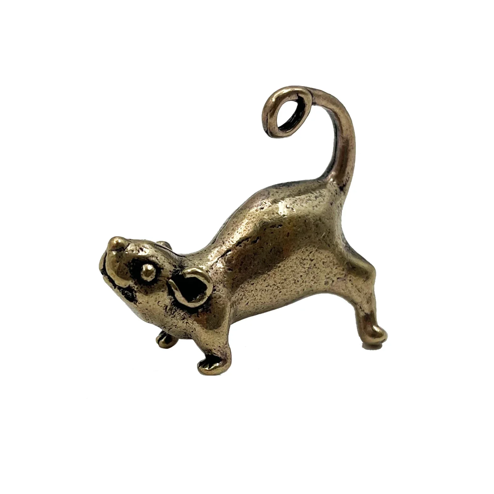 Ancient Brass Small Tea Pet Ornament Long Tail Cute Mouse Figurines Miniatures Copper Lucky Rat Study Living Room Decorations