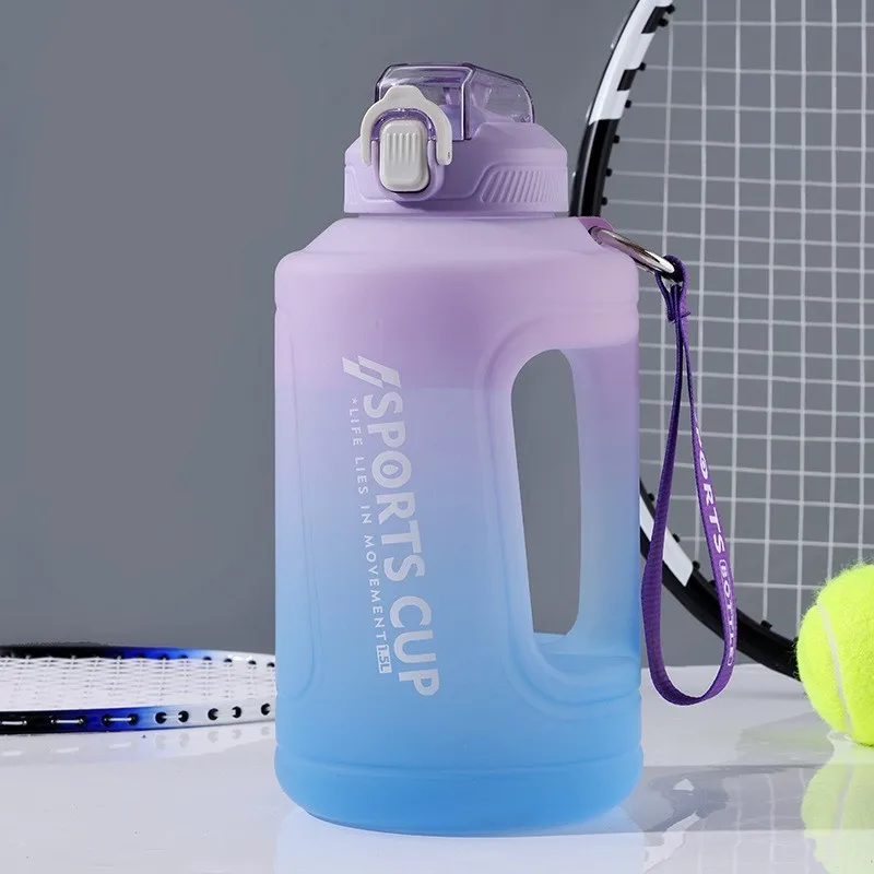 

Sport Cycling Water Bottle Reminder Silicone With Straw Waterbottle Items Big Bottles Portable 1.5L/2.3L/3.8L Sport Fitness Cup