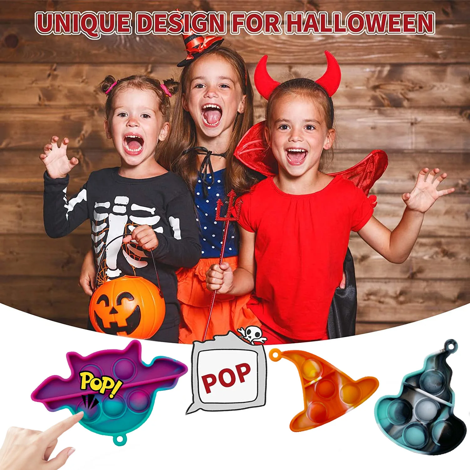 12 Stuks Regenboog Pop Push Bubble Fidget Speelgoed Halloween Anti Stress Speelgoed Sleutelhanger Bubble Pop Stress Reliëf Speelgoed Voor Kind Halloween Cadeau