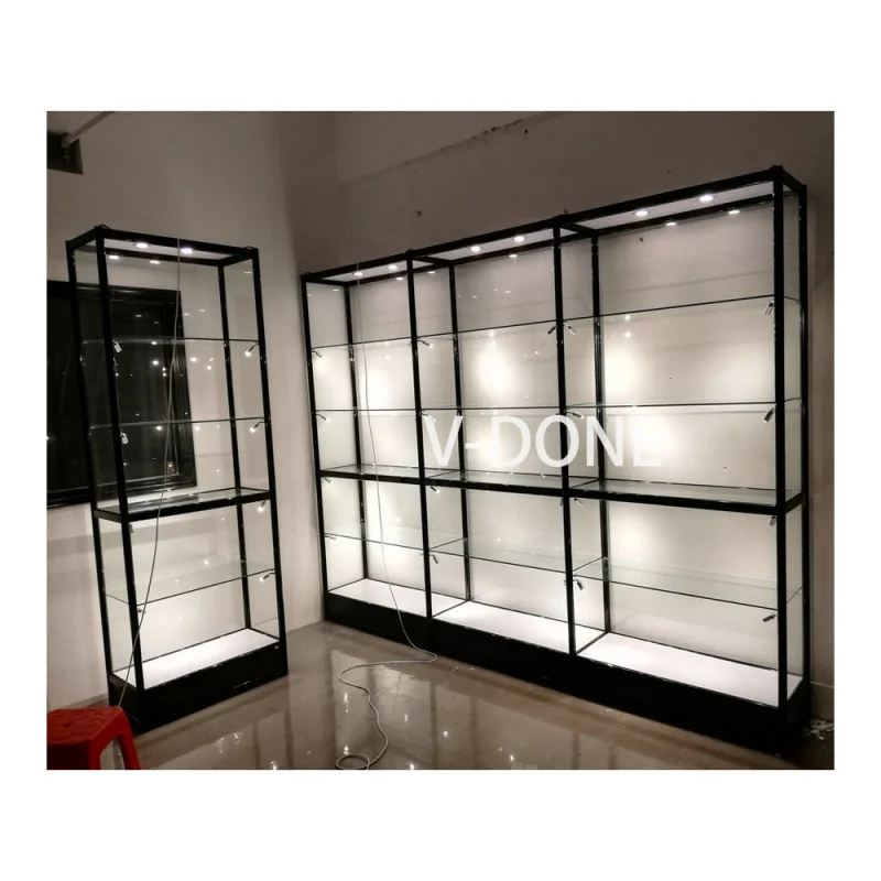 

custom.Retail Store Furniture Glass Display Smoke Shop Counter Design For Wine Display Cabinets Showcase With Lights