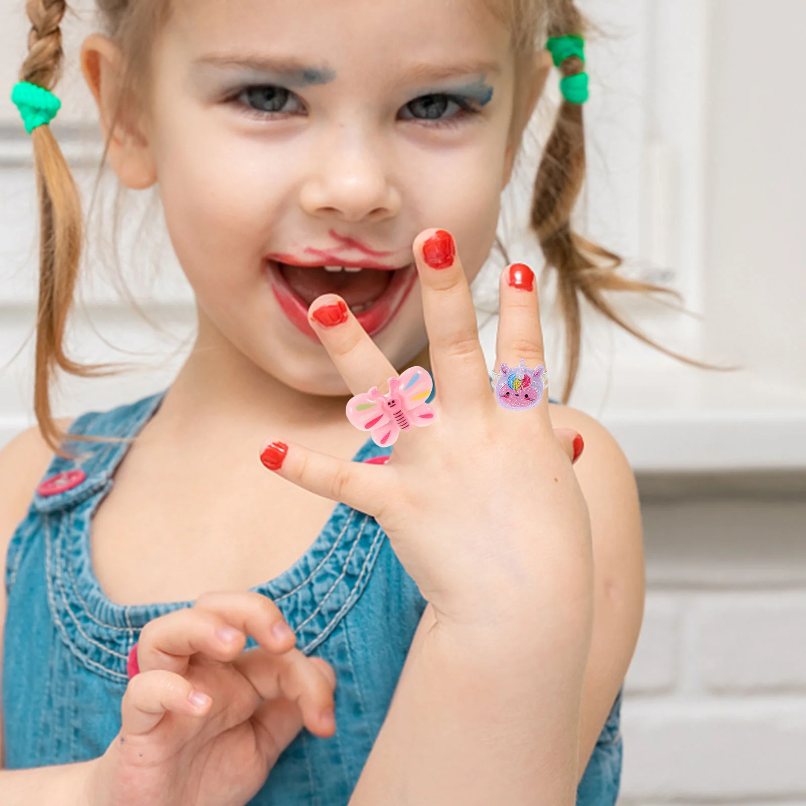 Unicorn Ring Toddler Girl Jewelry Kids Gift Rings Plastic for Gifts Finger Boxed Girls