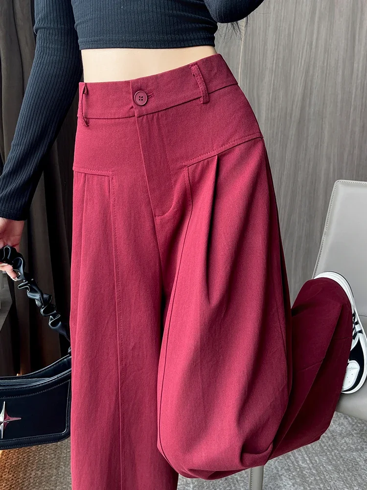 

Women Red Baggy Pants Y2k 2000s Oversize Pants Vintage Streetwear High Waist Trousers Harajuku Pants 90s Aesthetic Clothes 2024