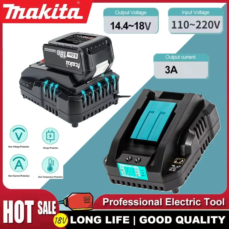 

Makita DC18RC 18V Drill Battery Charger 3/4A Li-ion Charger for Makita Bl1830 Bl1430 14.4V 18V Power Tool Battery EU/US Plug