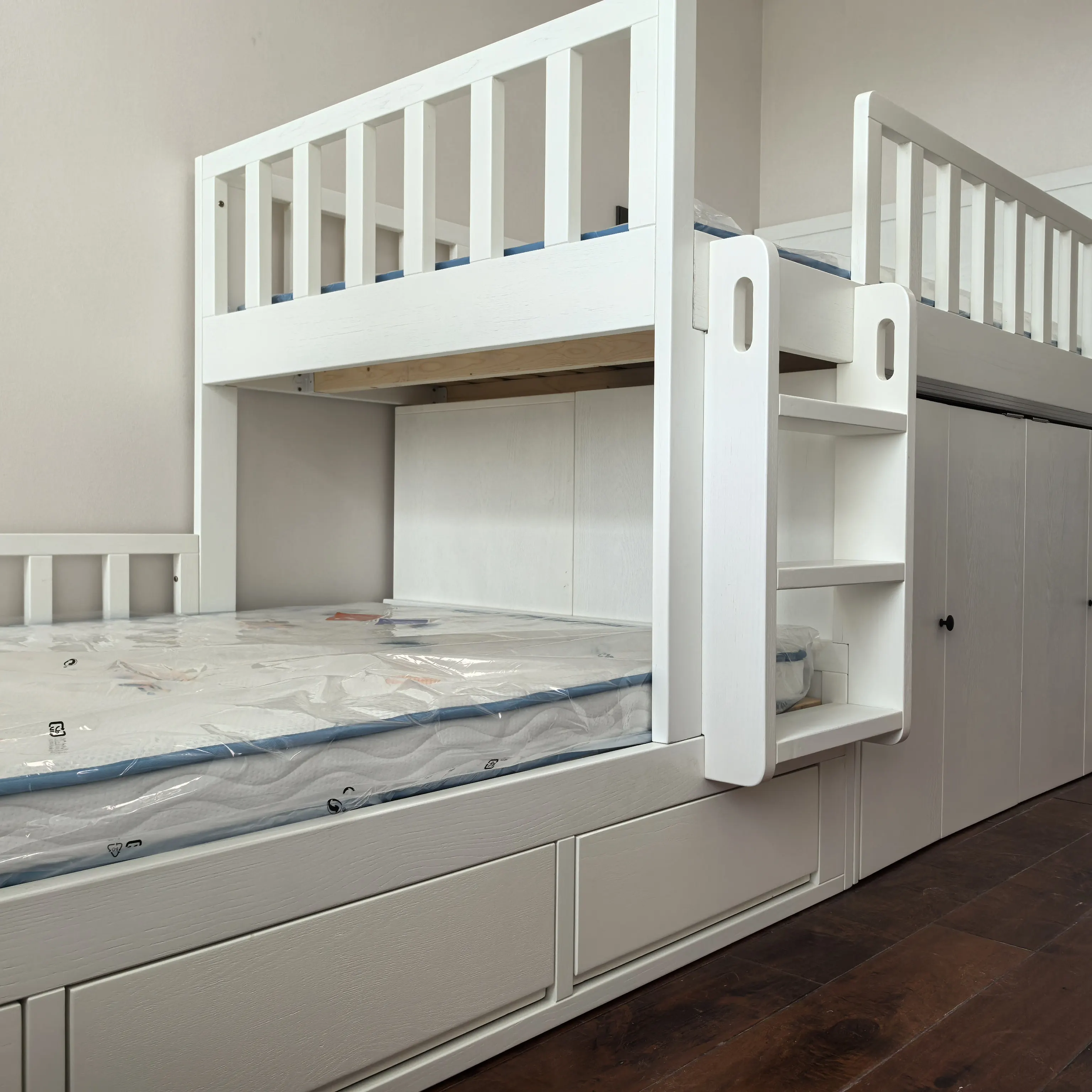 For Staggered Double Bunk Bed with Storage, Interlocking Loft Bed for Kids, Custom  Direct