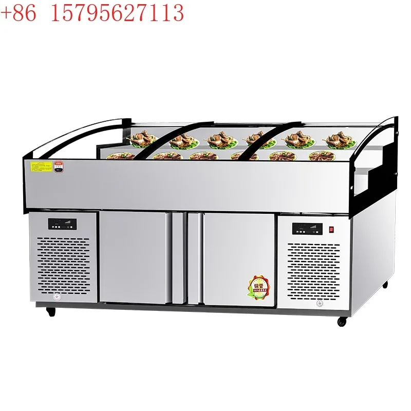 

Ледяной столик с лестницей Коммерческий супермаркет большой емкости Свежая витрина с двойной температурой Ресторан Барбекю Магазин