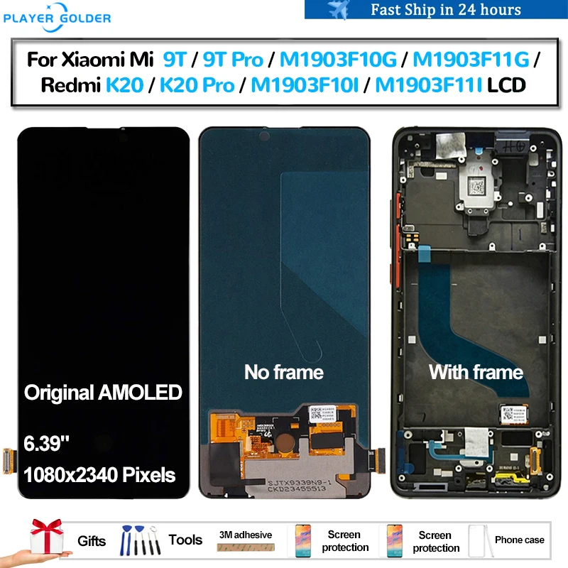 샤오미 미 9T 9T 프로용 AMOLED LCD 디스플레이 터치 패널 스크린 디지타이저 어셈블리 수리, 레드미 K20 K20 프로