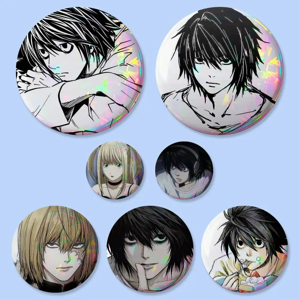 1pc Anime Death Note Badges 25 32 44 58 75 mm Round Cosplay Pin Bag Decor Fans Collect Friends Gifts Brooch Souvenir