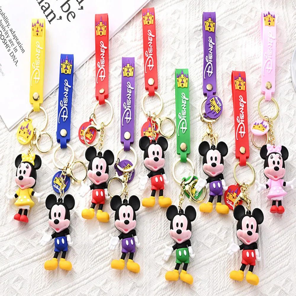 Disney Anime MICKEYs & Minnie Mouse Cartoon pvc action figure toys doll Children for kids Silicone key chain pendant