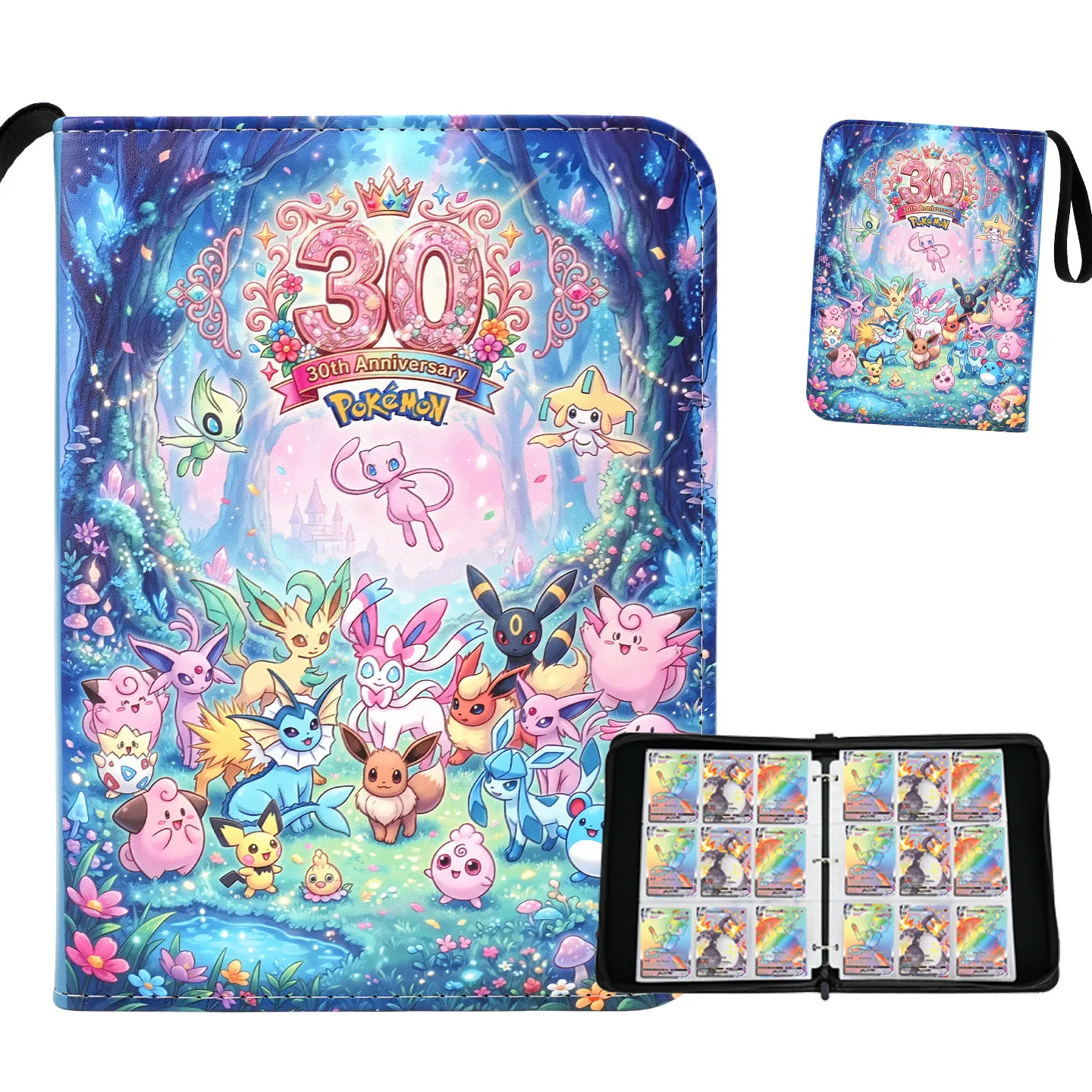 Pokémon 30th Anniversary PTCG Book Deluxe Leather Card Holder Transparent Inner Page with 9 Sections 50 Pages 900 Slots in Stock