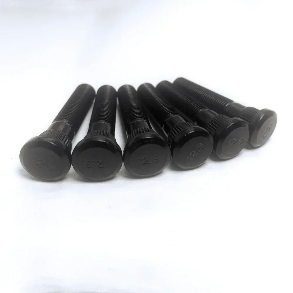 20pcs 12.9 Grade Wheel Lug Studs Hub Spline Bolts Screws M12x1.25 M12x1.5 Knurled OD 14.3mm Length 55/60/65mm