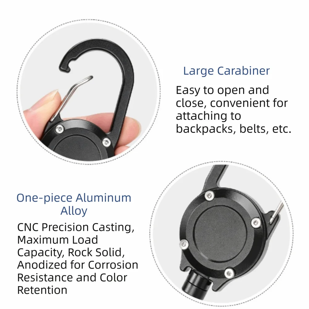 Aluminum Alloy Retractable Keychain Heavy Duty Steel Cable Retractable Key Holder Portable Wire Rope Retractable Key Clip