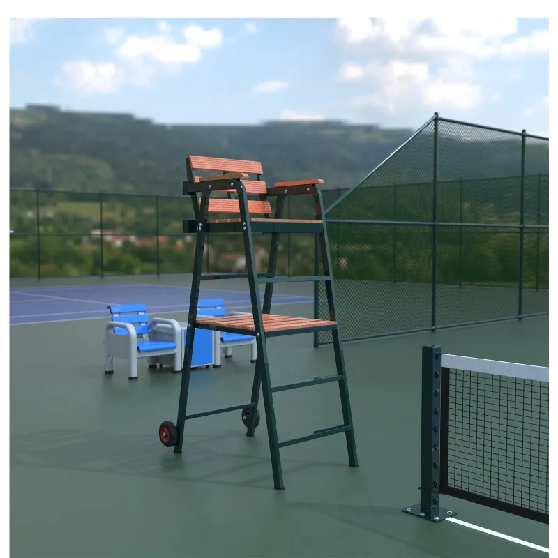 Think competition tennis court referee chair with wheels movable blue and white