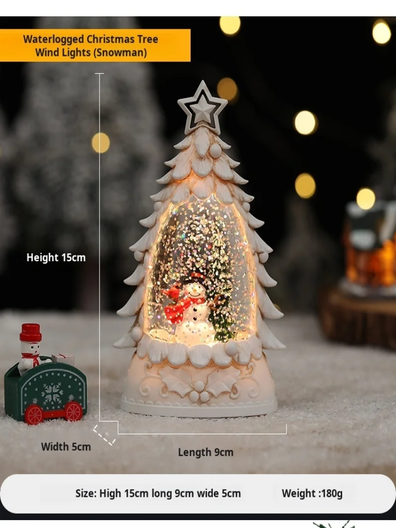 Christmas LED Night Light Stanta Claus Snowman Lantern Lamp Xmas Tree Ornaments Hanging Light for New Year Party Decor