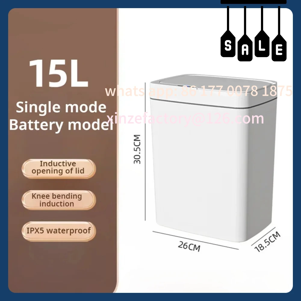 

Customizable White 15-liter Automatic Bagging Smart Bathroom Trash Can Electronic Trash Can Touchless Narrow Type Smart Home