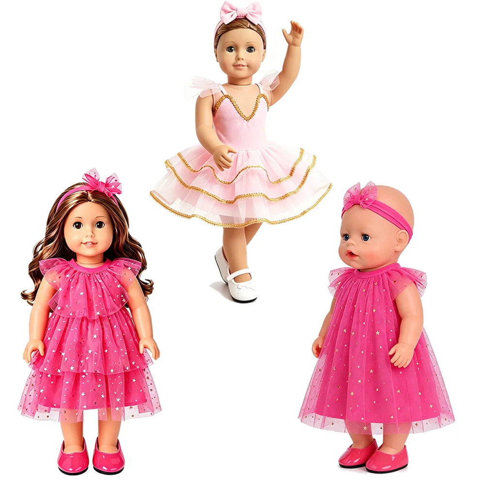 Gorgeous Ballet Tutu Costume Set Fit for 18 Inch American Doll & 43cm  Baby Doll, Star Sequin Dresses, Headwear, Dress‑up Gift