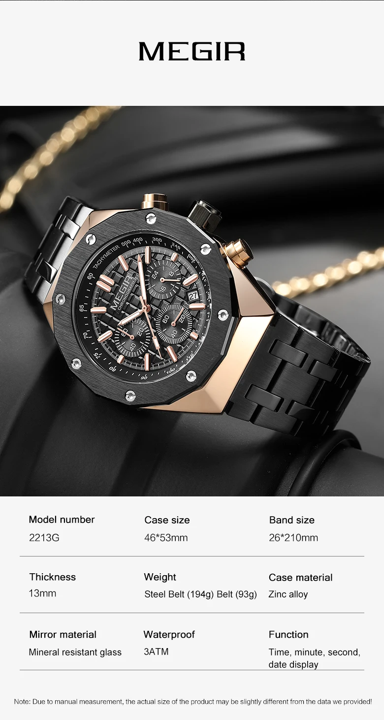 MEGIR Relogio Masculino Luxury Business Men Sports Watches Chronograph Fashion Military Quartz Wristwatch Casual Date Clock 2213