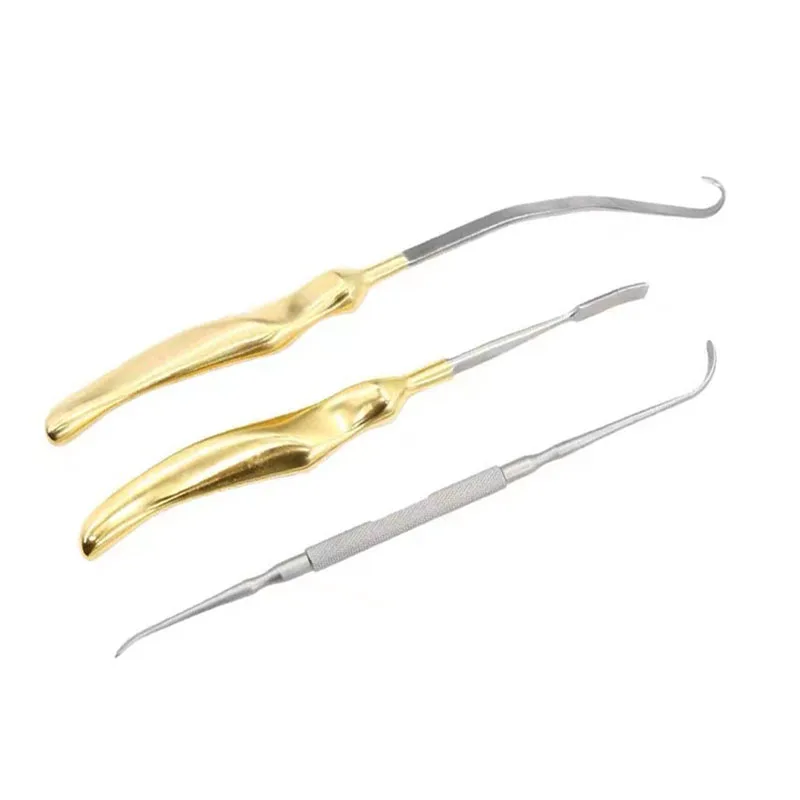 Pelador de cartílago de costilla Nasal con mango dorado, seis juegos de pelador de doble cabeza izquierda y derecha, Retractor tipo L