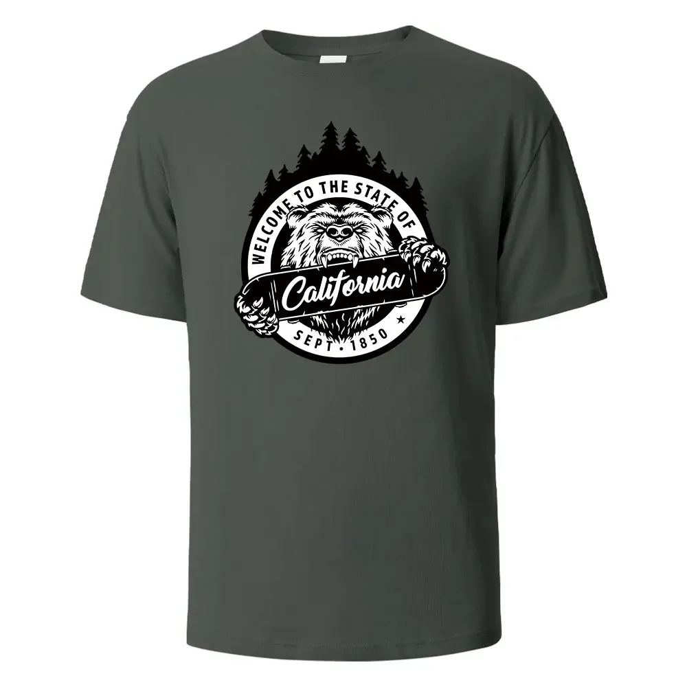 

Men's Printed T-Shirt California 100% Cotton Tops For Men Women Summer Breathable Short-Sleeved O-neck Basic Tees Men Clothing