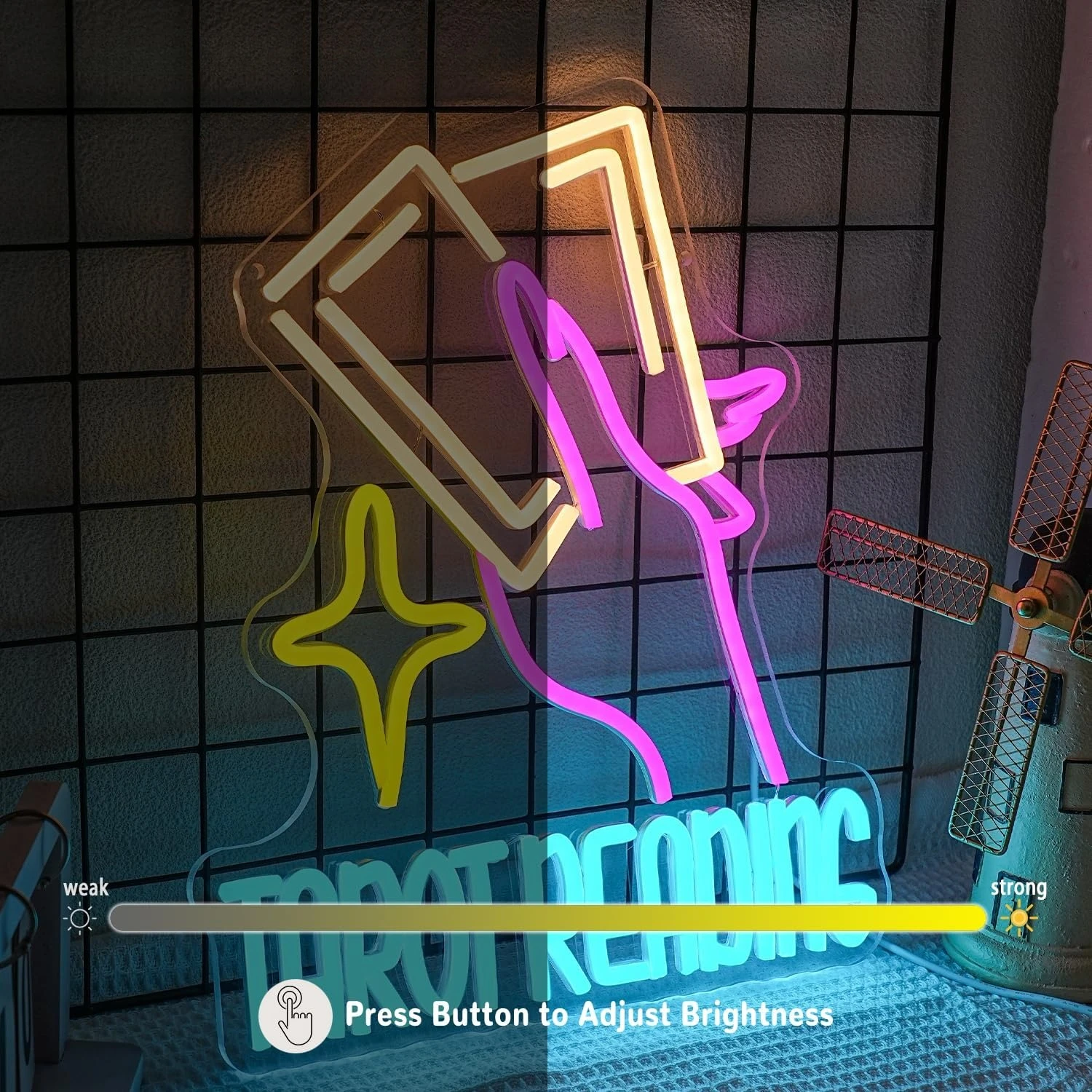 Tarot Reading Neon Sign for Wall Decor LED Dimmable Neon Light Divination for Tarot Hall Card Studio Bedroom Shop Decor Gift