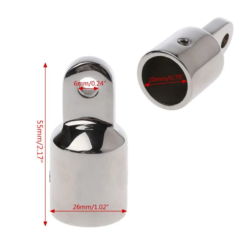 Heavy Duty Marine Boat EyeTube End Cap 316 Stainless Steel Bimini Top Fitting Hardware 20mm Canopy External Pipe Eye End