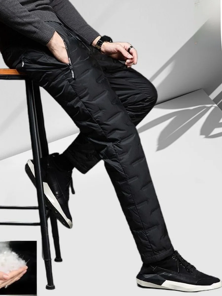 

Men's Winter Lightweight down Trousers Outdoor Sports Pants Windproof Waterproof Faionable Big Size Outerwear Thermal Trousers