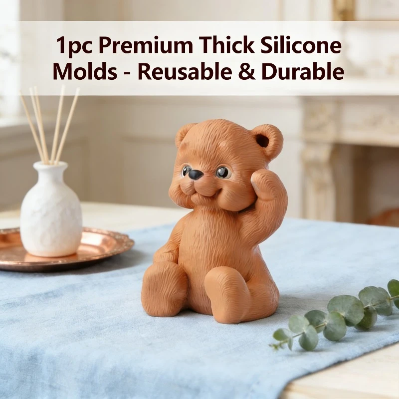 

Wax Product Mold 3D Cute Teddy Bear Shape Silicone Wax Mold - Suitable for Valentine's Day, Christmas, Easter and Anniversaries