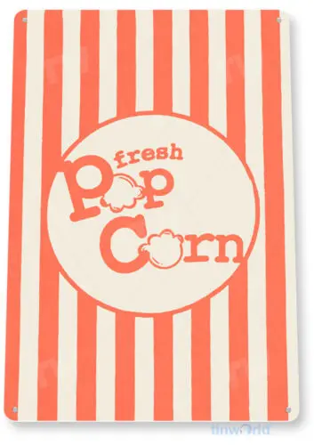 Popcorn Sign Hot Popcorn Machine Movie Theater Cinema Tin Sign D237