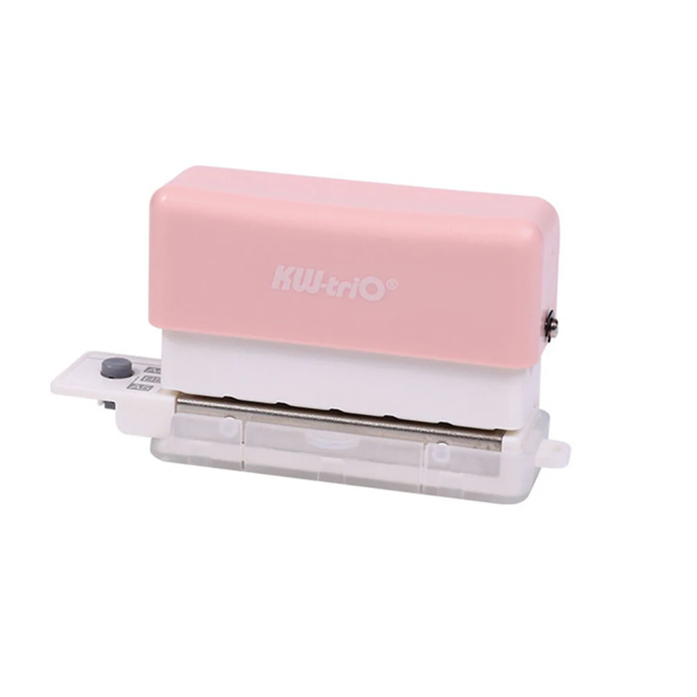 KW-Trio 6-Hole Paper Punch Handheld Plastic Hole Puncher Capacity 2 Sheets for A4 A5 B5 for Notebook Scrapbook Pink