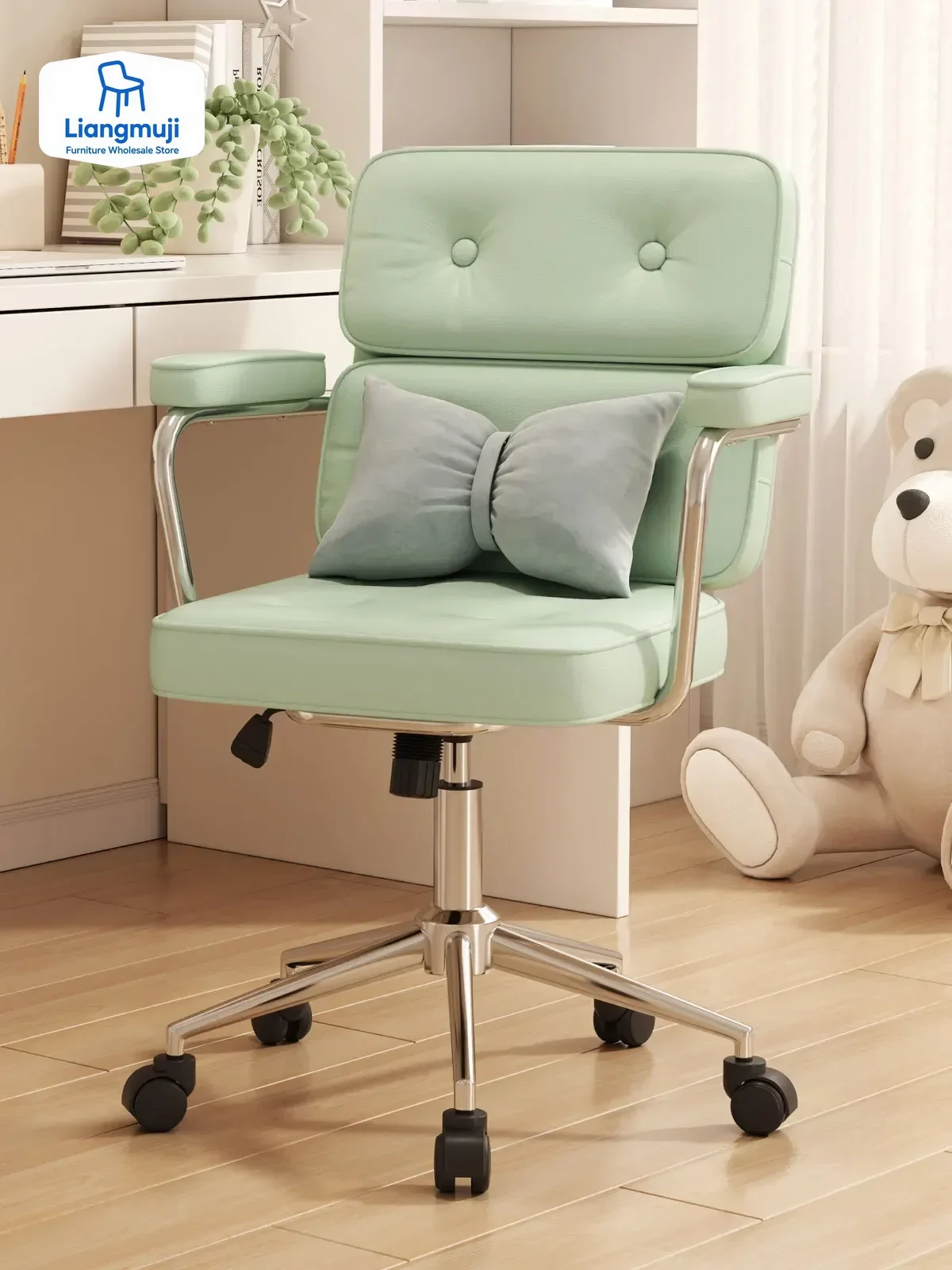Silla de ordenador cómoda para el hogar, escritorio de oficina, dormitorio, Silla de estudio para estudiantes, Silla de maquillaje para dormitorio femenino, Silla rosa para juegos