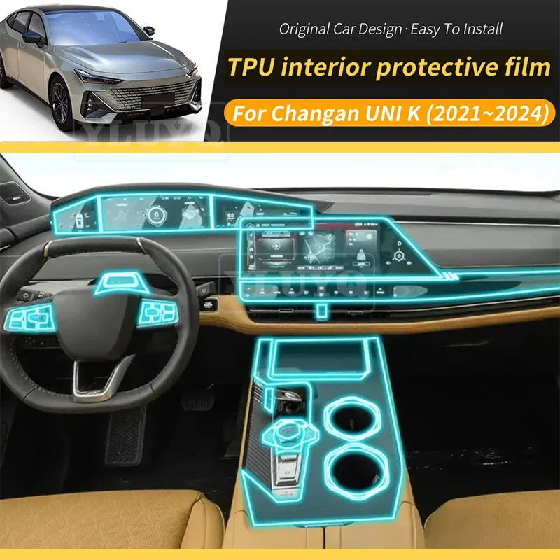

Interior Film for Changan UNI K 2024 2023 2022 Accessories Transparent TPU Car Gear Panel GPS Center Control Protection Sticker