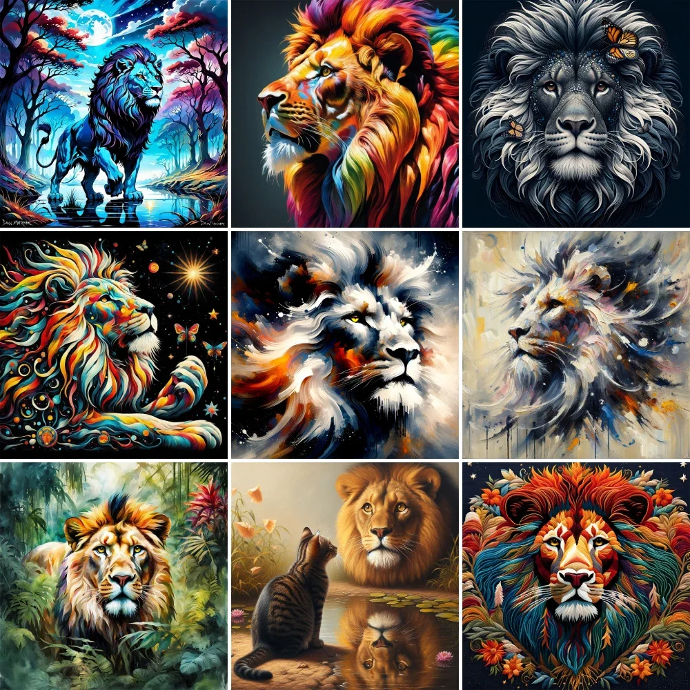 

589640 Wild Animal Lion Paintings By Numbers Acrylic Paint Cross Stitch Kit Arts And Crafts For Adults