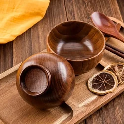 Natural Wooden Bowl Japanese Wood Rice Soup Bowl Salad Bowl Food Container Large Small Bowl for Kids Tableware Wooden Utensils