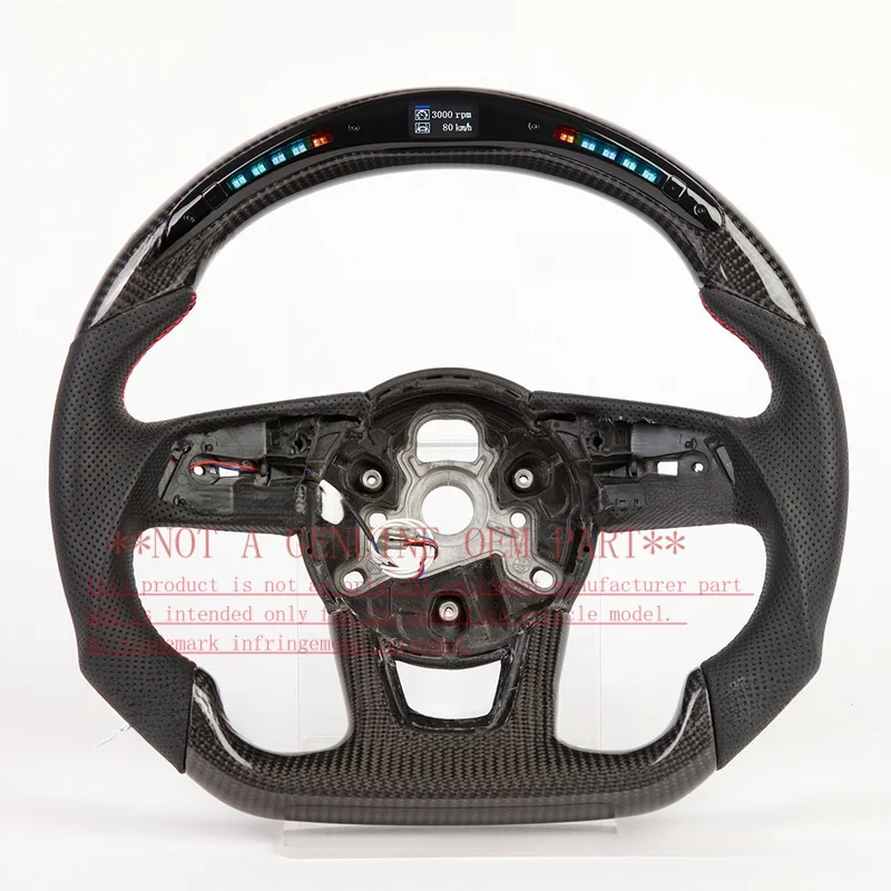 For Audi RS3 RS4 RS8 S3 S4 S5 A3 A4 A5 2016-2022 LED Carbon Fiber Steering Wheel Horn Cover Horn Shell Decorative Cover