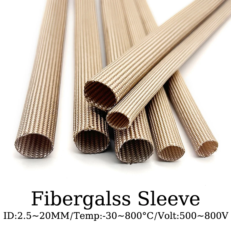 800°C-High-Temp Fiberglass Sleeve ID 2.5/3/4/5/6/8/10/12/14/16/20mm for Wire Protection & Heat Insulation/Insulation 1/2/3/5/10M