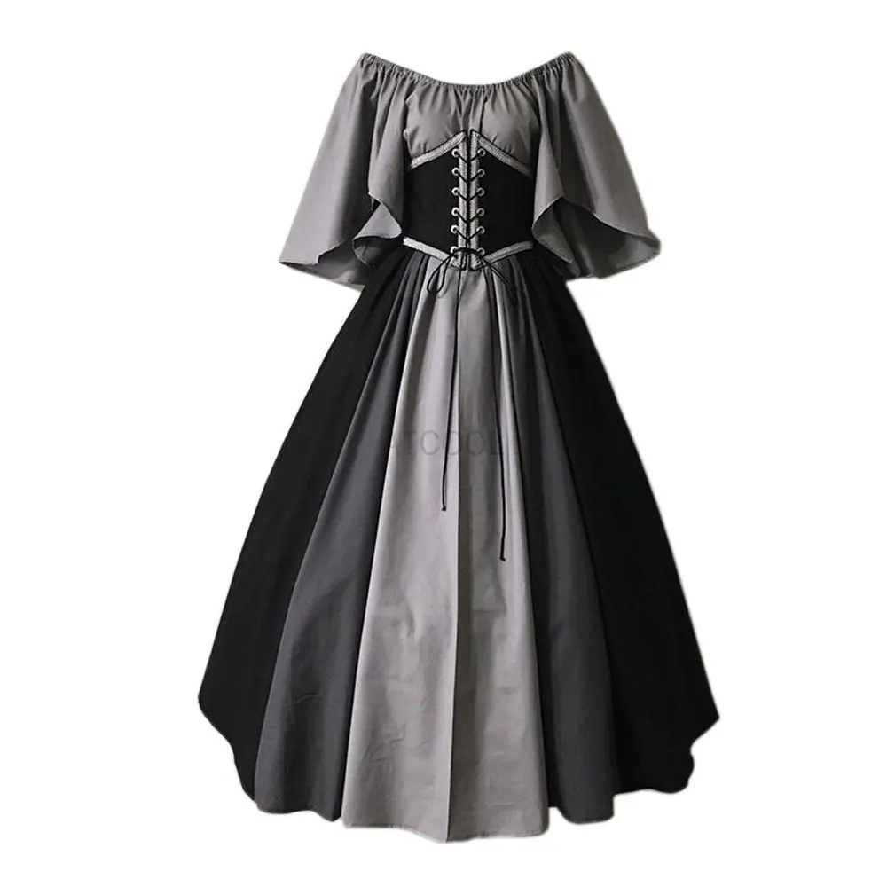 Abito vittoriano medievale con spalle scoperte colorato Fancy Piexie Dress Renaissance Fairy Tale Women Forest Elf Costume Halloween