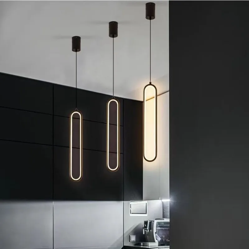 Moderne Minimalistische Led Hanglamp Nordic Kroonluchter Voor Slaapkamer Restaurant Woonkamer Goud Zwart Hanglampen Decoratie