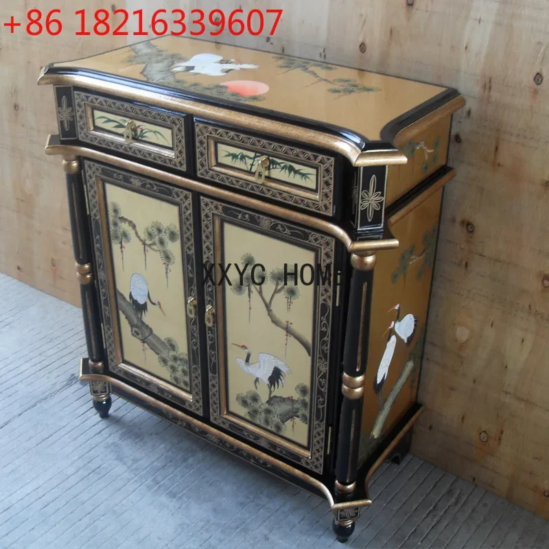 Hall Entrance Cabinet Retro Painted Living Room Curio Cabinet