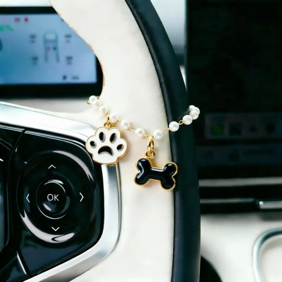 1/5/10/20/50/100pcs Set of Cute Dog Paws with Bone Charms, Car Steering Wheel Accessories, and Decorations for Dog Lovers Funny