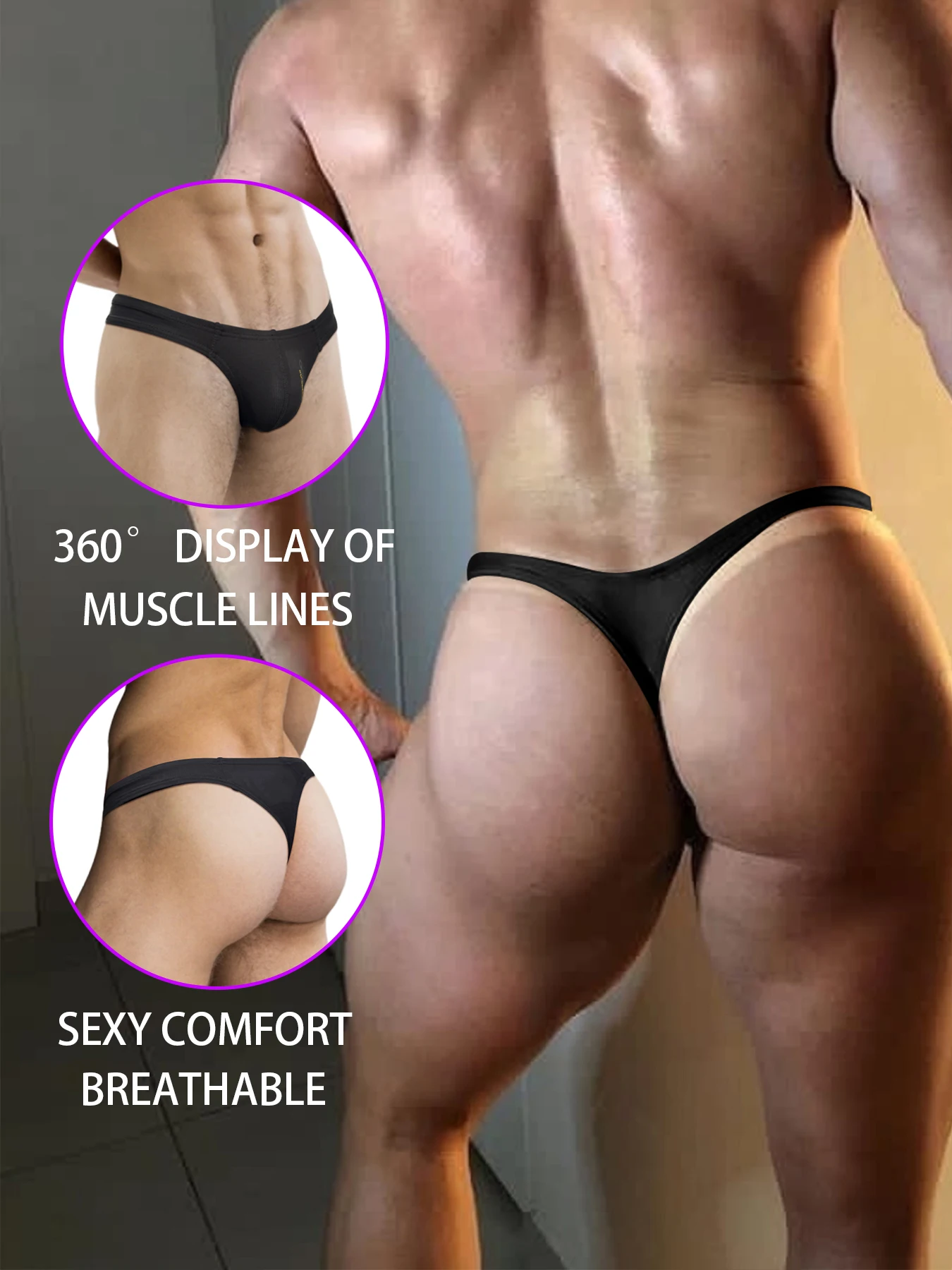 

2PCS Men's Underwear Sexy Jockstrap Pouch Modal Panties Men Thongs Mesh Underpants Gay Slip Bikini Homme Srting