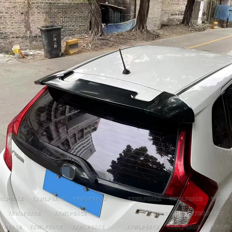 RS Style ABS Plastic Rear Led Rear Roof Spoiler Trunk Wing Car Accessories For Honda Fit Jazz GK5 2014 2015 2016 2017 2018 2019